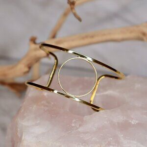 Geometric Gold Bangle Cuff Bracelet | 14K Gold Plated | Handcrafted